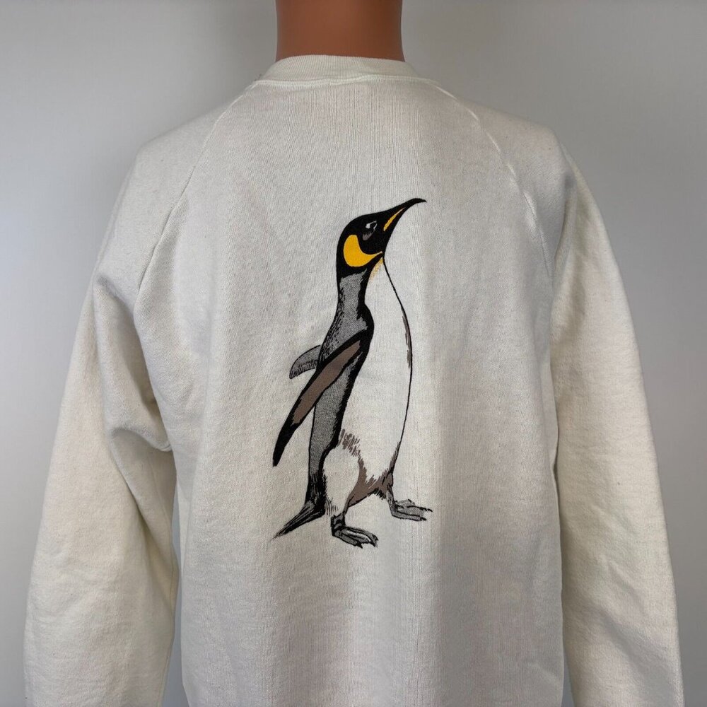 Jerzees White Sweatshirt with Penguin Design